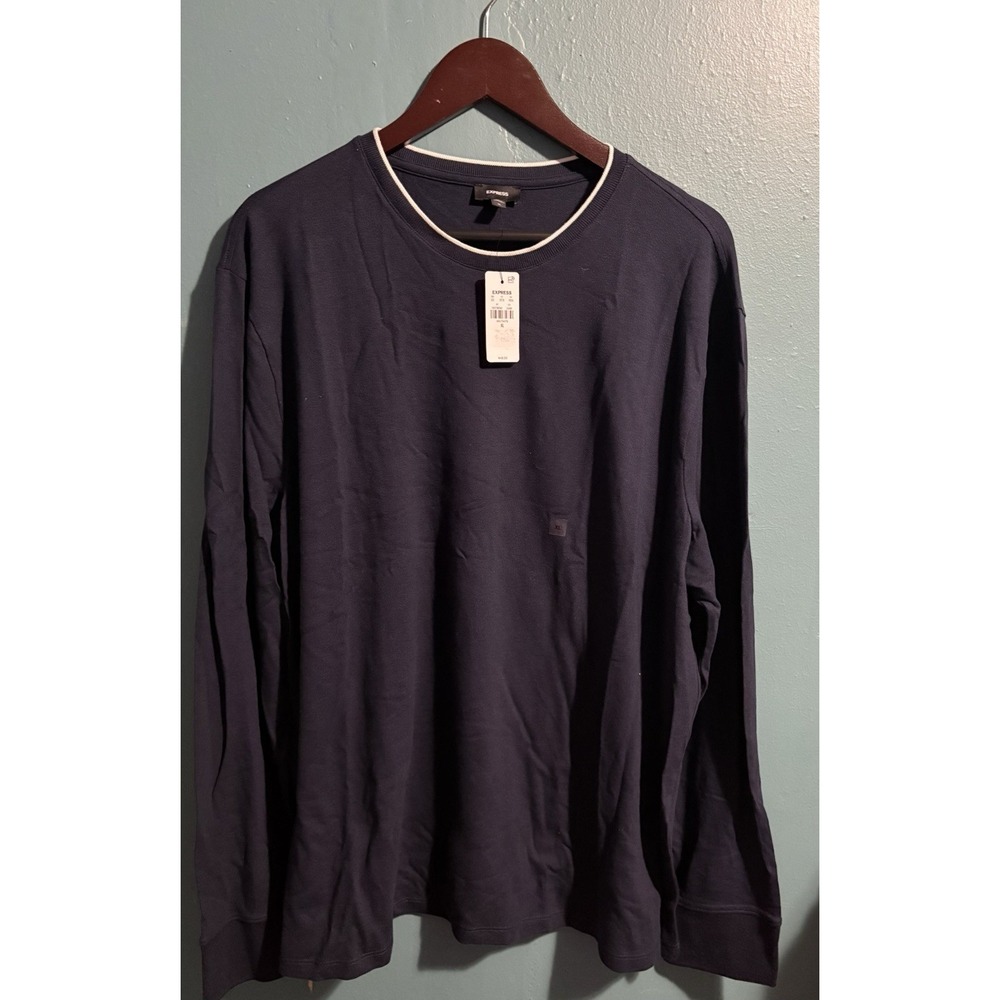 Men's X-Large Long Sleeve Navy Blue Express Nautical Collar Shirt Grandpacore